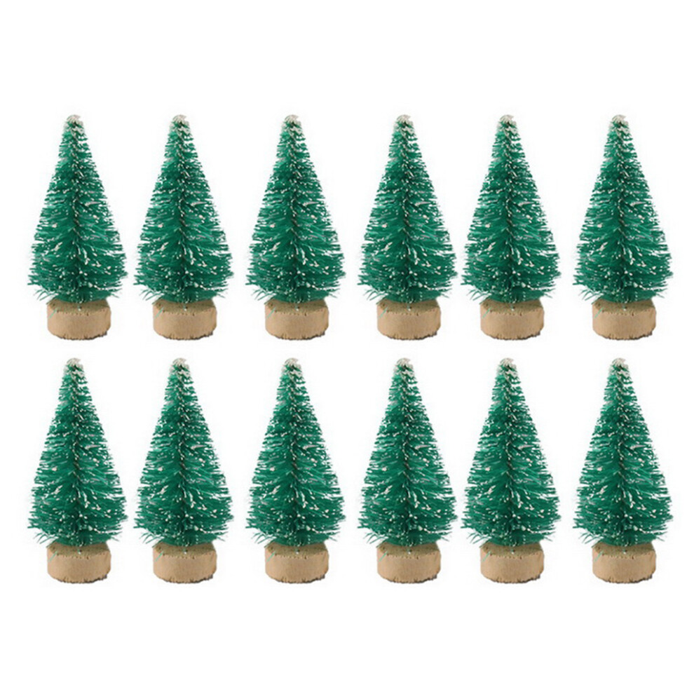 12Pcs Mini Christmas Tree Pine Trees DIY Christmas-Green
