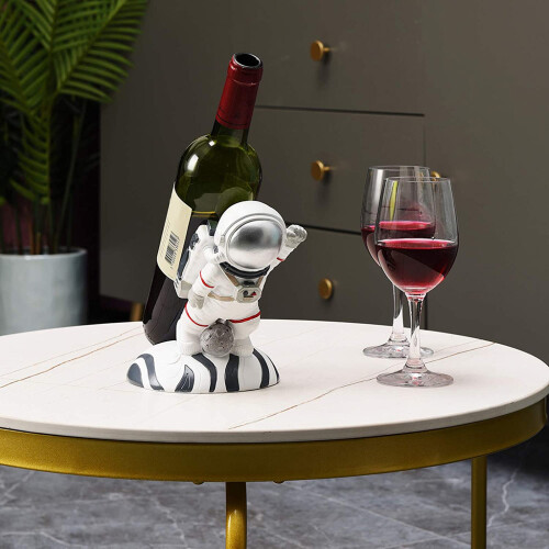 Multifunction Creative Astronaut Shaped Wine Rack Cute-silver 2