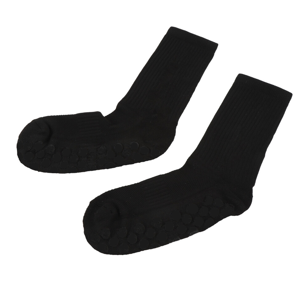 Black Non Skid Crew Grippy Socks Breathable Silicone For Yoga Football 3 Pairs