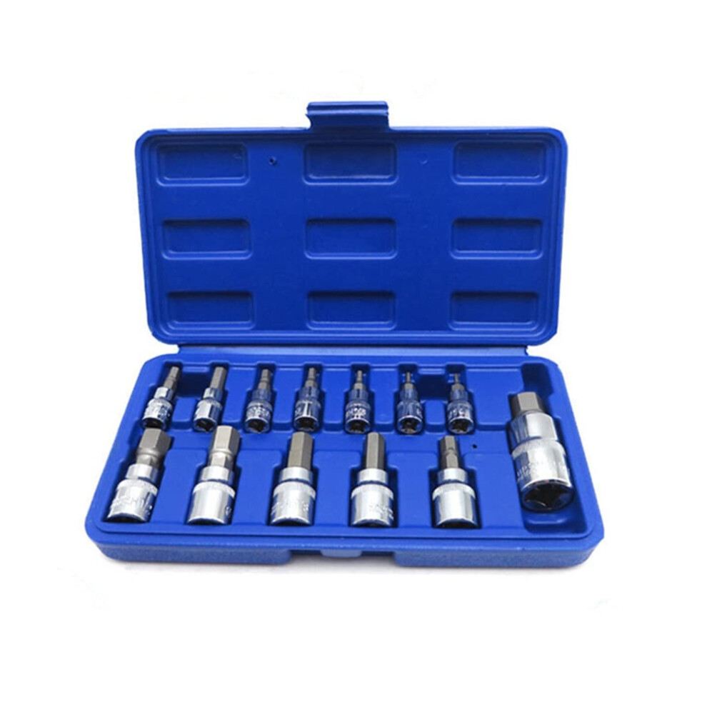 13Pc Spanner Set 3/8" 1/4" 1/2" Cr-V Bit Set With H2 H2.5 H3 H4 H5 H5.5 H6 H7 H8 H9 H10 H12 H14 Multifunctional Sleeves 6447073444999