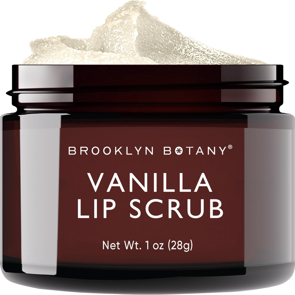 Brooklyn Botany Lip Scrub Exfoliator 1 Oz - Lip Moisturizer For Dry Lips And Chapped Lips - Gentle Lip Exfoliator For Smooth And Brighter Lips - Vanil