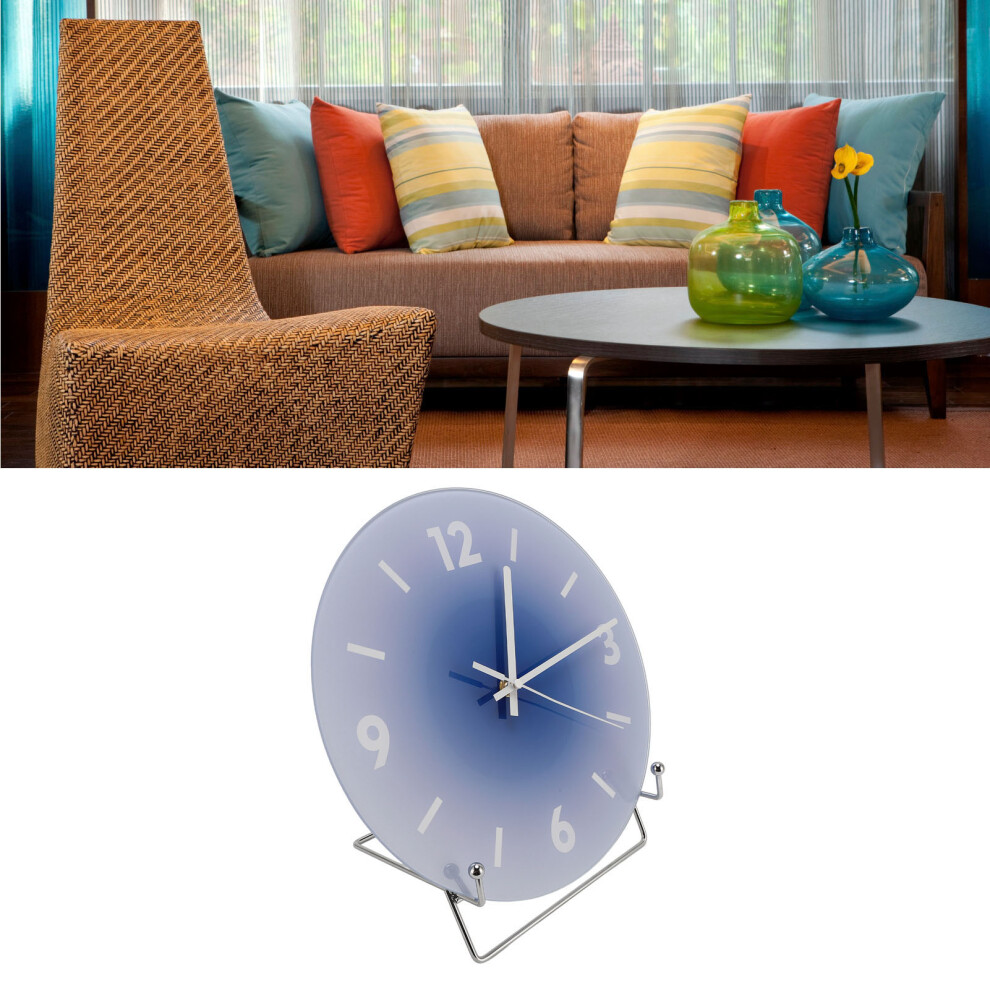 12 Inch Glass Silent Wall Clock With 1000Mah Aa Battery For Living Room Blue 9401346506170