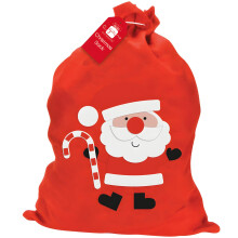 Red Santa Fabric Reusable Christmas Sack with Drawstring