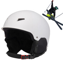 Snowboard Protective Helmet for Men and Women, Adjustable Shock-Absorbing White Helmet with Glasses Clip, Size L