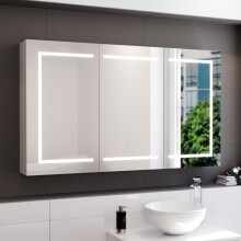 Nes Home 1200mm LED 3 Doors White Bathroom Mirror Cabinet Battery Powered