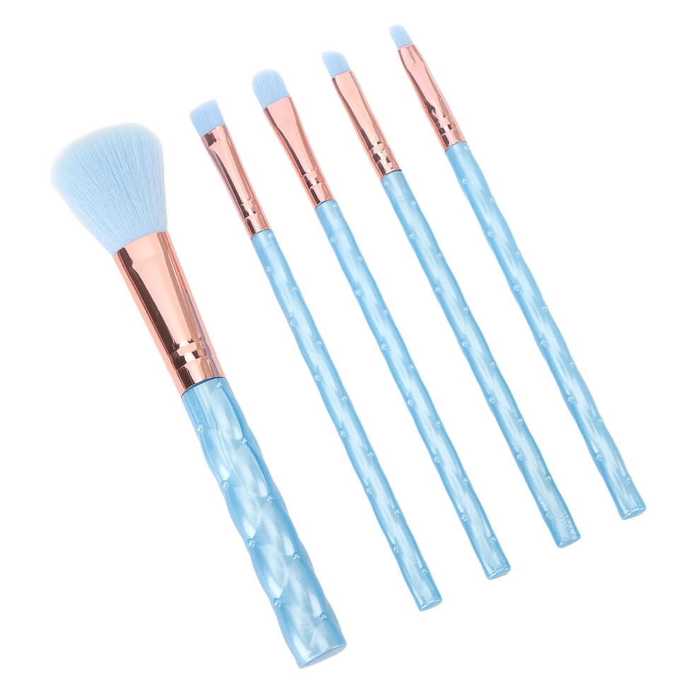 5pcs Soft Makeup Brush Set, Portable Blue Cosmetic Tools for Beginners