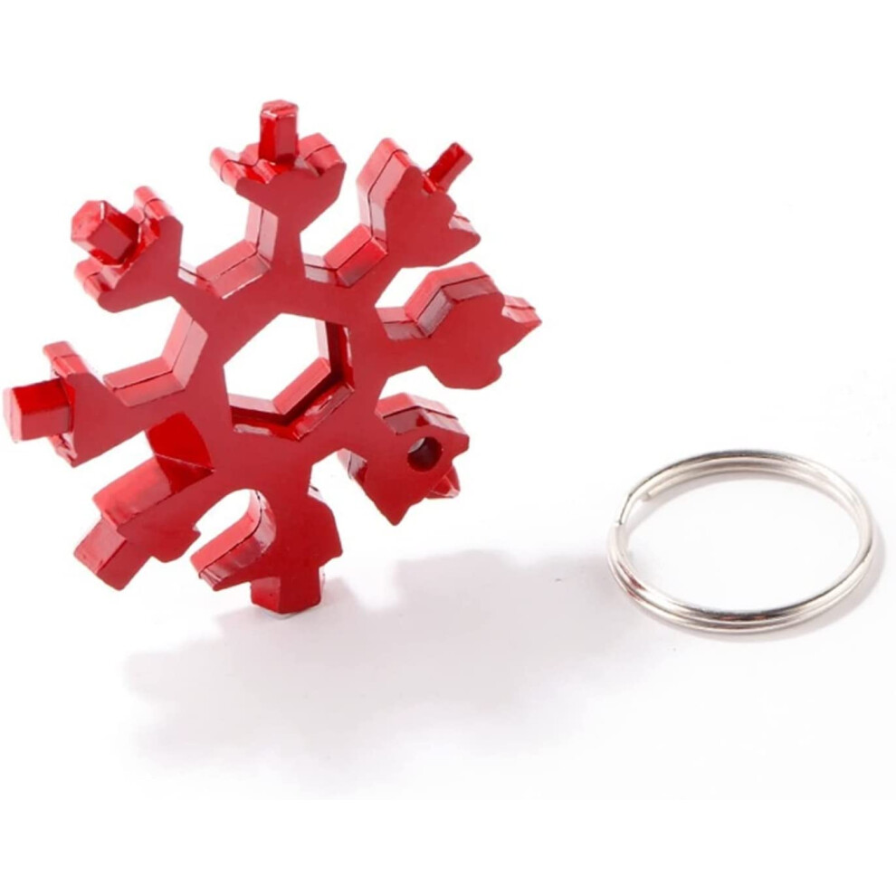 Snowflake Multitool 18 In 1 Tool Card - Red Screwdriver Spanner, Durable Snowflake Design, Compact Multitool For Outdoor Use 9016109650153