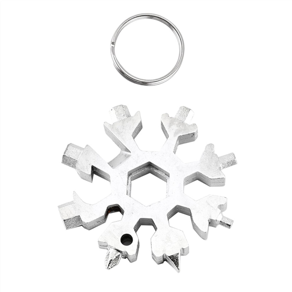 Snowflake Multitool Wrench, Screwdriver Spanner Keyring, Stainless Steel Snowflake Design, Compact Portable Tool 6038364119360