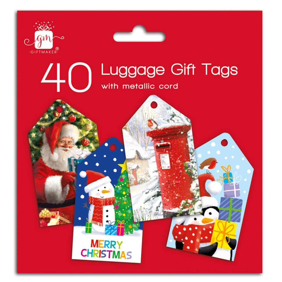 Anker 40 Traditional Christmas Luggage Style Tags With Metallic Cord Silver