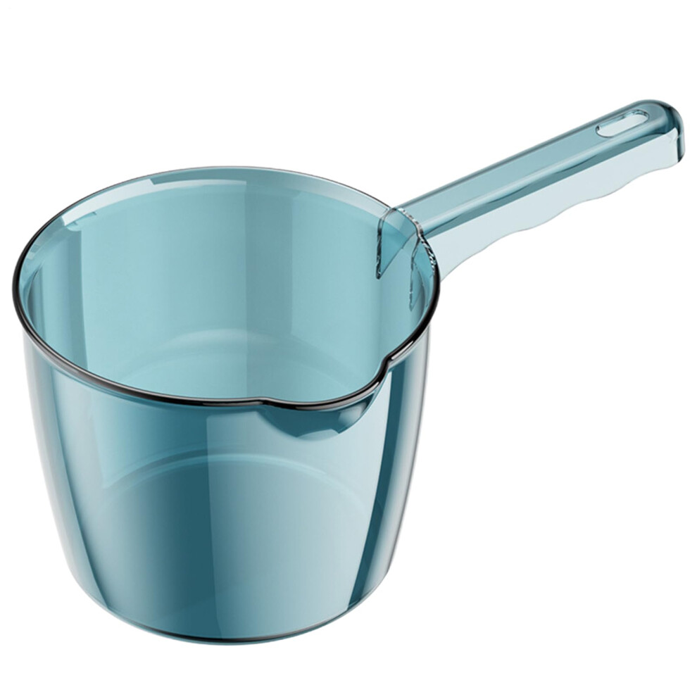 Water Dipper Transparent Bathing Mug with Long Handle, Sturdy Wash Ladle Pitcher for Showering, Blue, 500ml Capacity