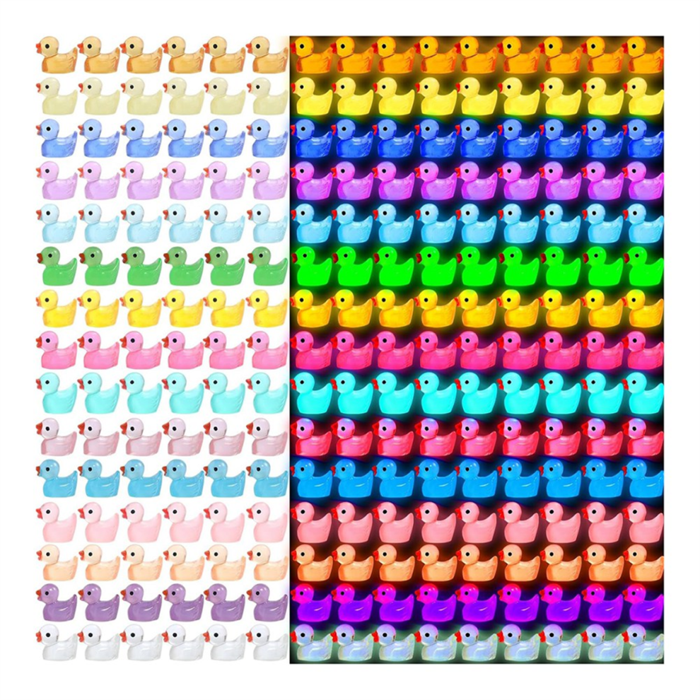 Semoic 200 Pcs Luminous Mini Resin Ducks Glow In The Dark