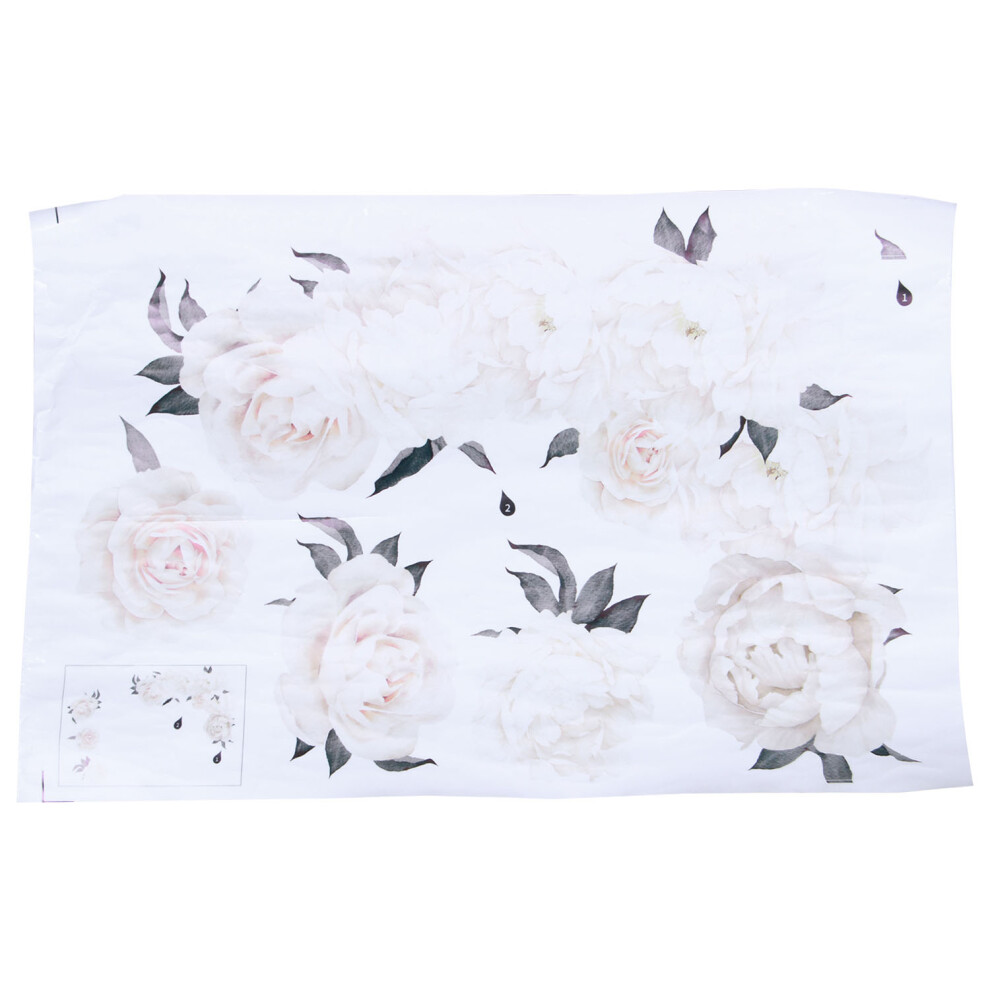 Semoic White Peony Rose Flowers Blossom Kid Wall Sticker