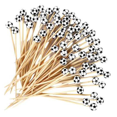 100Pieces Baseball Decorative Bamboo Cocktail Pick