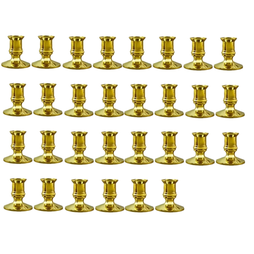 30PCS Gold Pillar Candle Base Taper Holder Candles 1