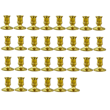30PCS Gold Pillar Candle Base Taper Holder Candles