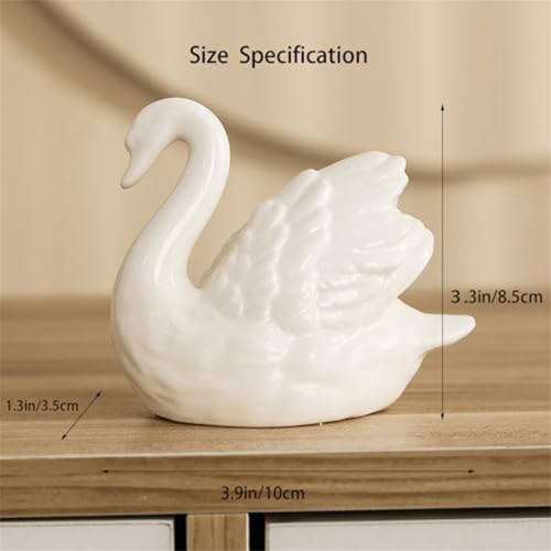 2 Pieces White Black-Swan Sculpture Decor, Elegant 2