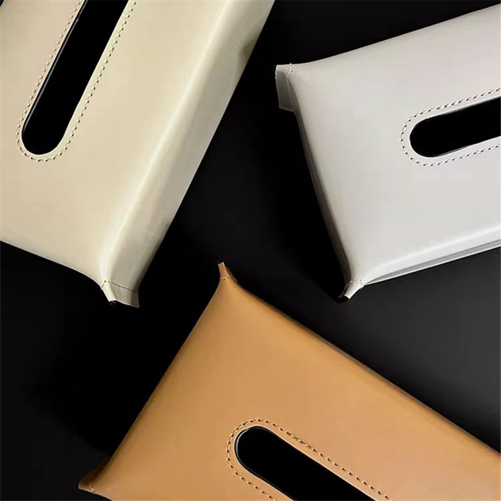 Tissue Box Synthetic Leather Napkin Case Living Ro Brown Semoic
