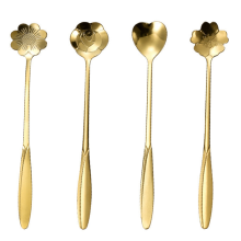 Stainless Steel Cherry Flower Gold Scoop Coffee Sp