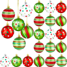 24 Pcs Christmas Tree Ball Ornaments 2.4 Inch Glit