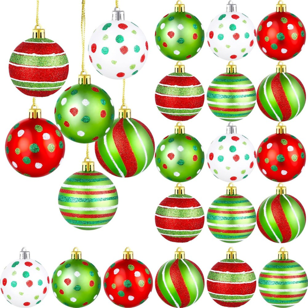 Semoic 24 Pcs Christmas Tree Ball Ornaments 2.4 Inch Glit