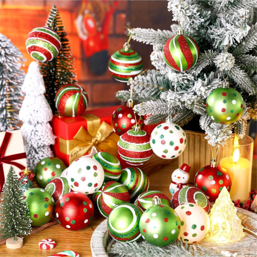 24 Pcs Christmas Tree Ball Ornaments 2.4 Inch Glit 2