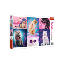 Puzzle 1000 Neonväriviivaa - Superkissat TREFL