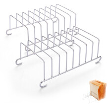 Stainless Steel Bread Shelves Pack of 2, 8 Slices Toast Rack, Reusable Silver Bread Holder for Kitchen and Restaurant