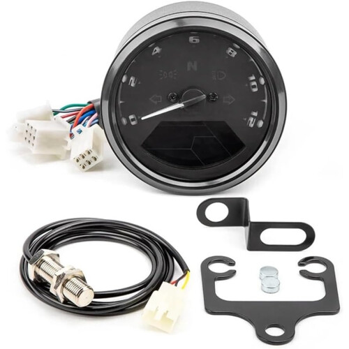 Gauge Speedometer Multi-Function Indicator Tachometer for Motorcycle - Black Modified Odometer with Bracket and Fuel Gauge 1