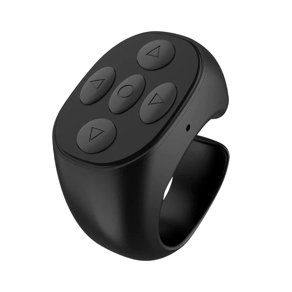 Fingertip Wireless Bluetooth Remote Control Page Turner For Tiktok, Shutter Clicker Compatible With Ios And Android, Volume Control (Black) Black 6038364120878