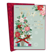 Boxed Beautiful Wife Embellished Luxury Lavish Christmas Card Large Xmas Cards
