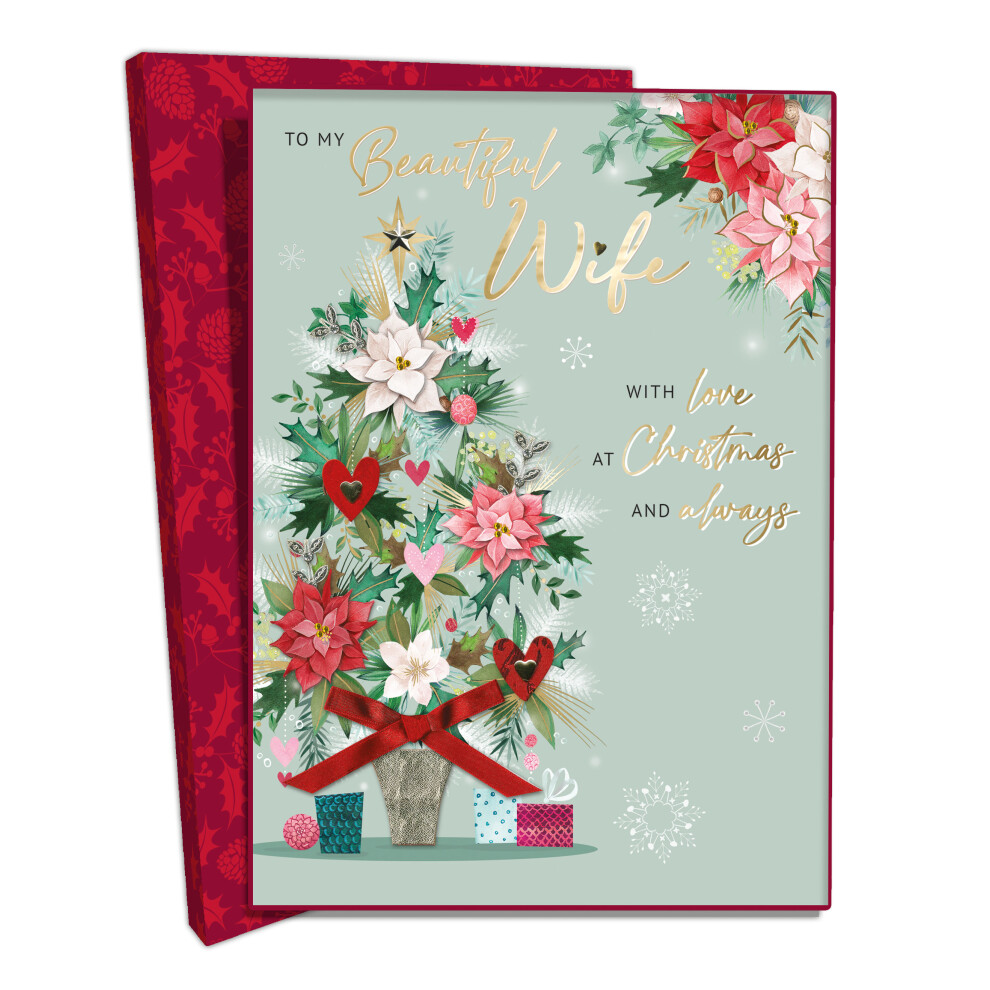 Second Nature Boxed Beautiful Wife Embellished Luxury Lavish Christmas Card Large Xmas Cards