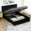 Homcom (Black) HOMCOM King Size Bed Frame with Storage and Adjustable Headboard 5