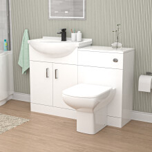 Nes Home 1150mm White Basin Vanity, WC Unit & White Rimless BTW Toilet