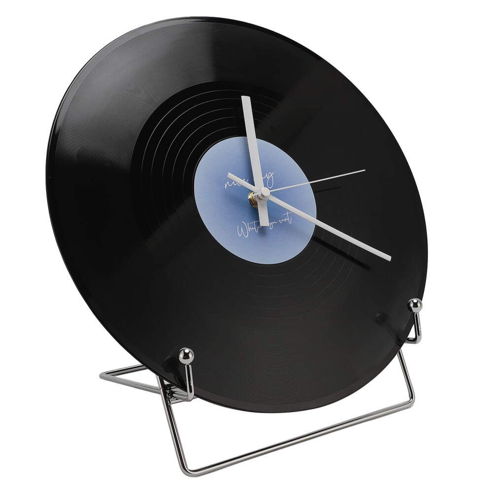 Retro 12In Record Wall Clock With Aa Battery Decorative Timepiece Blue 4951346527200
