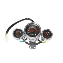 Universal Tachometer for Motorcycle - Digital Odometer, Voltmeter, Fuel Gauge Kit, Chrome Finish, Compatible with Most Bikes