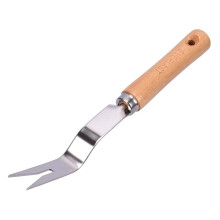 Garden Trimming Hand Tool - Lightweight Wood Handle Weeding Fork for Transplanting and Digging, Manual Grubber Remover