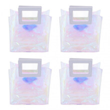 4 Pcs Iridescent Tote Bag Fashion Large Capacity Iridescent Transparent Tote Bag Holographic Handbag Clear Beach Bag