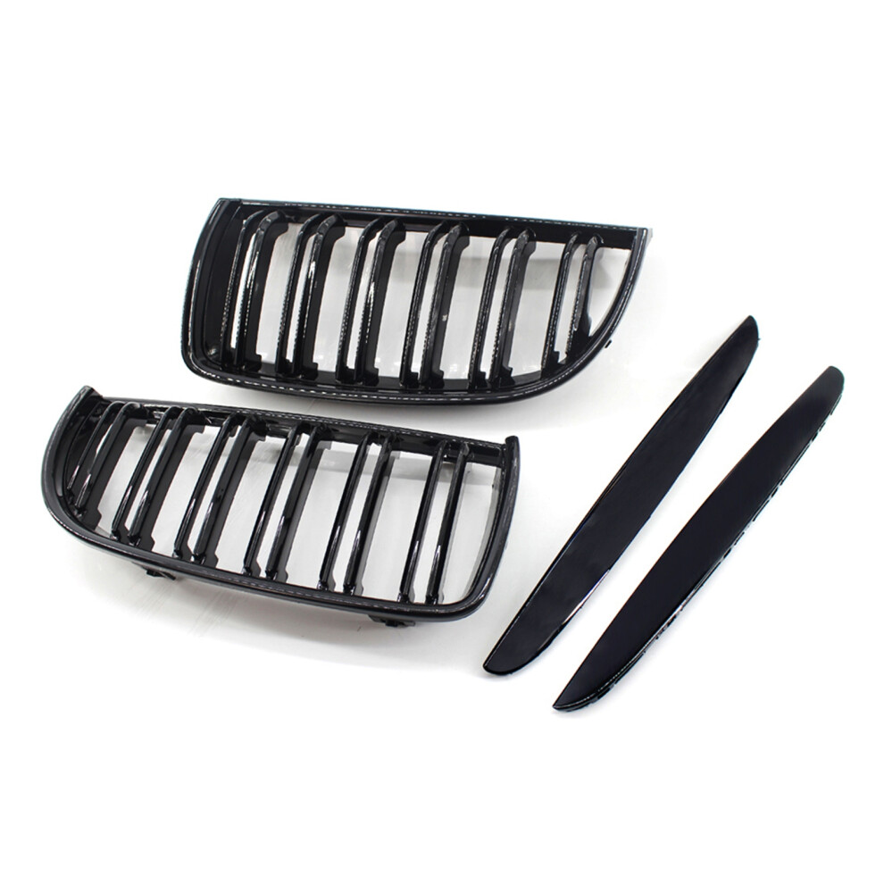 2Pcs Gloss Front Bumper Hood Kidney Grille Black 8320539878881