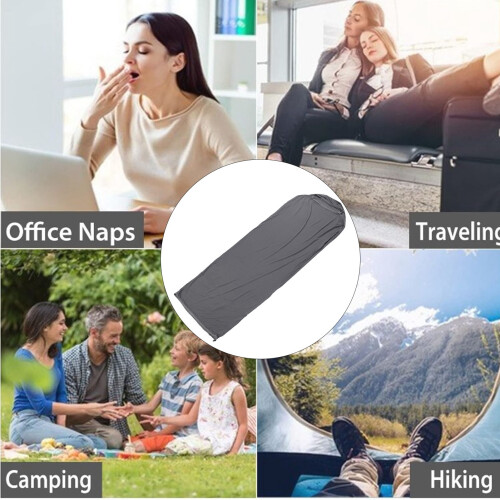Dark Gray Lightweight Polyester Sleeping Bag Liner for Camping, Hotel, Backpacking 2