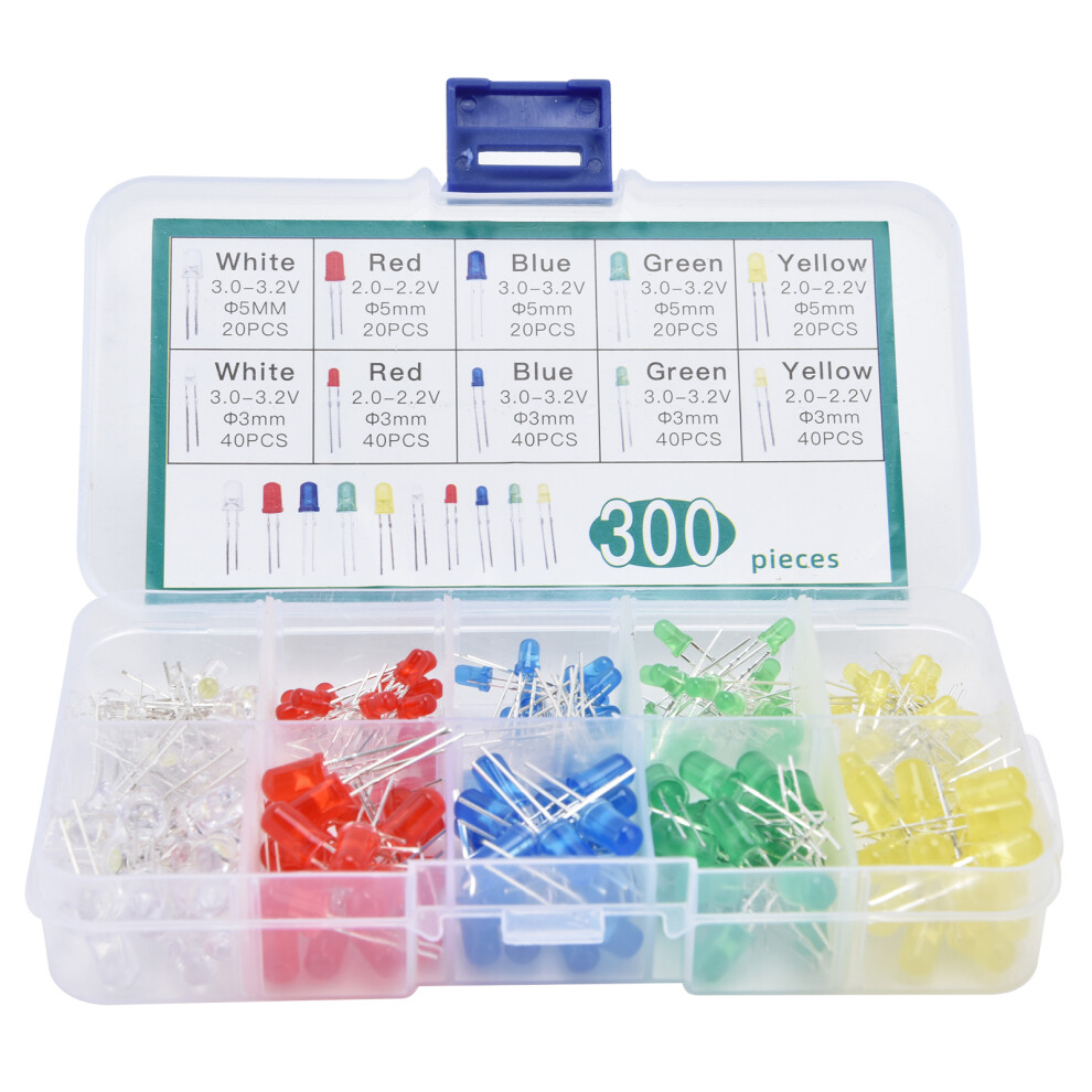 300Pcs Led Light Diodes 5 Colors Lighting Bulbs 8320539879116