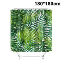 Tropical Shower Curtain, Green Banana Palm Leaf Fabric Bathroom Curtains Set with Hooks Bathroom Decor Machine Washable