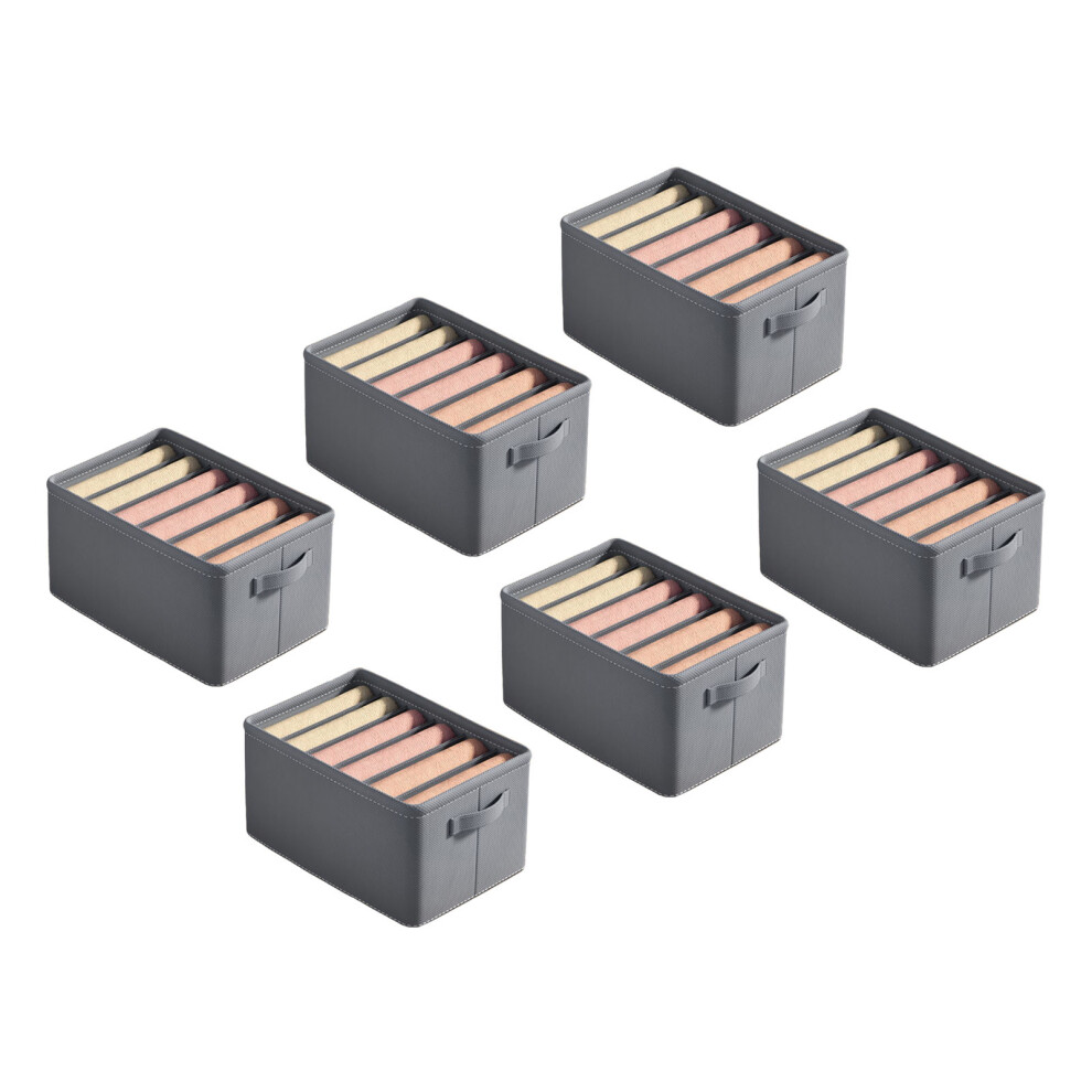 6Pcs Gray Closet Organizer with 7 Compartments, 18L, 44x30x20cm-image-OPC-PKBVF7D-NEW