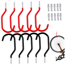 10 Pcs Heavy Duty Bike Hooks with Expansion Tubes for Wall Storage of Bicycles, Scooters, and Garden Tools