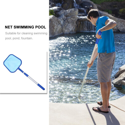 Adjustable Pool Net with Aluminum Handle, Lightweight Leaf and Debris Cleaner Tool, Blue Swimming Pool Accessory Set 1