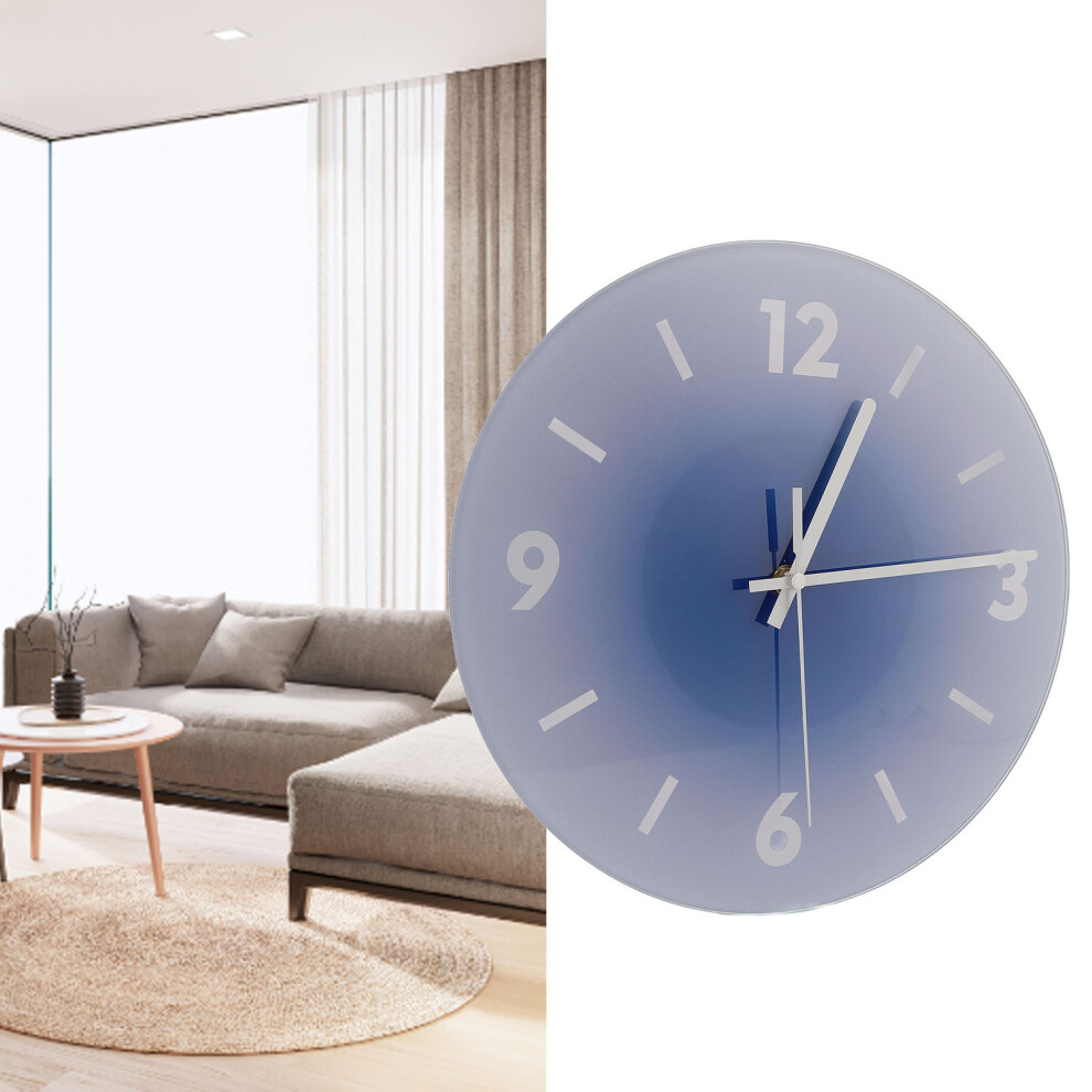 12In Nordic Sun Down Glass Silent Wall Clock, 12 Inch, Aa Battery Blue 7901346540584