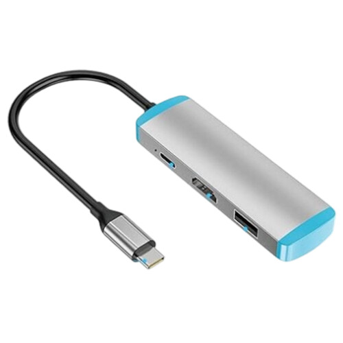 4K@60Hz Adapter Small USB C Dock with Data Transfer-Silver grey