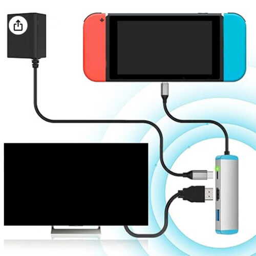 4K@60Hz Adapter Small USB C Dock with Data Transfer-Silver grey 1