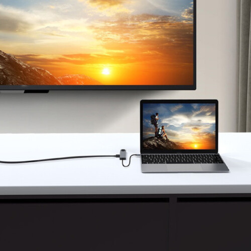 Small USB C Dock 4K@60Hz Output Ethernet Port Fast-Space gray 2