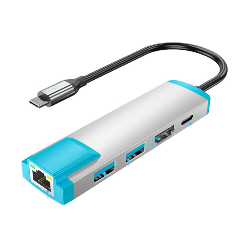 Portable USB C Center Charging 4K 60Hz Internet Adapter-Silver