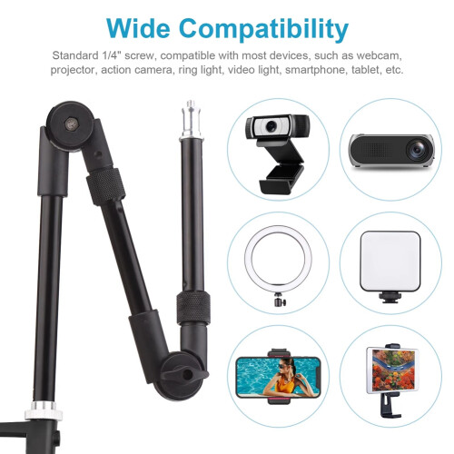 1/4 ST-01 Bracket Flexible Foldable Desk Mount Stand Ballhead Adapter 2
